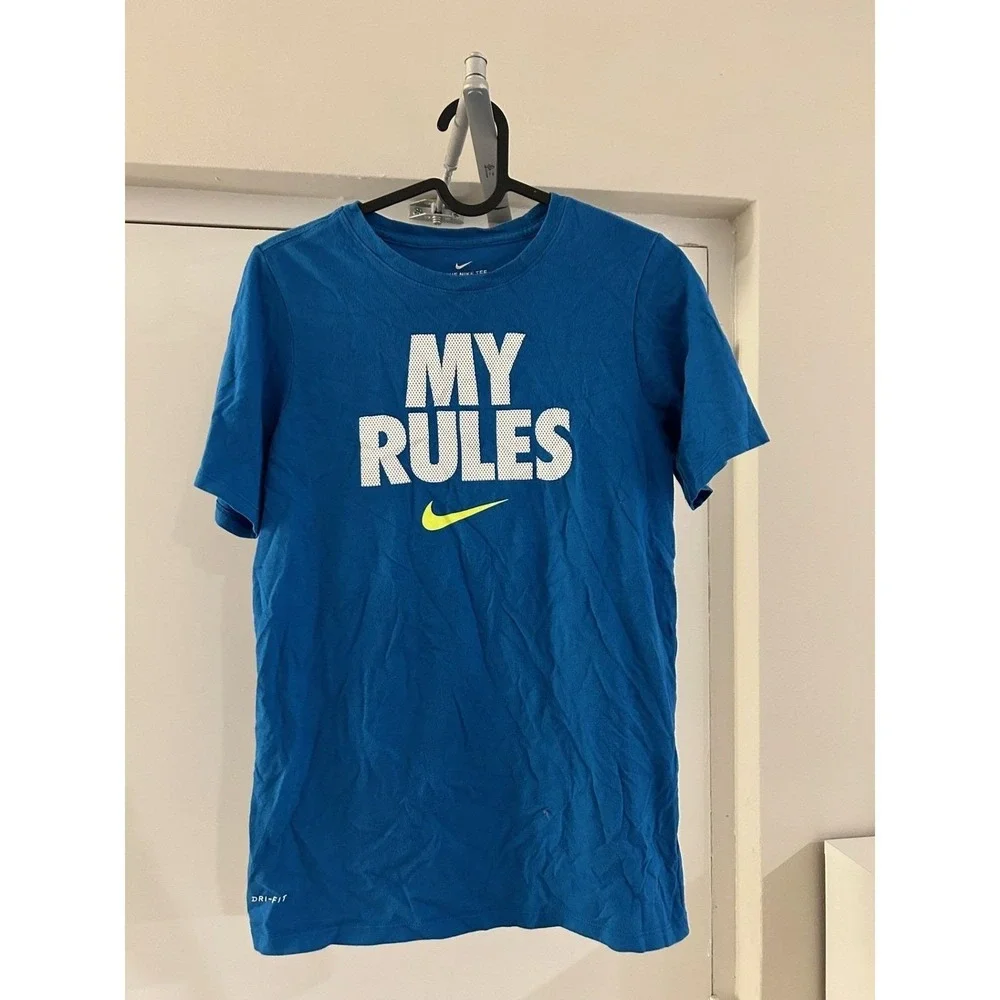 Nike T-Shirt Boys Large Blue‎ Excellent My Rules Dri-Fit Graphic Athletic Tee